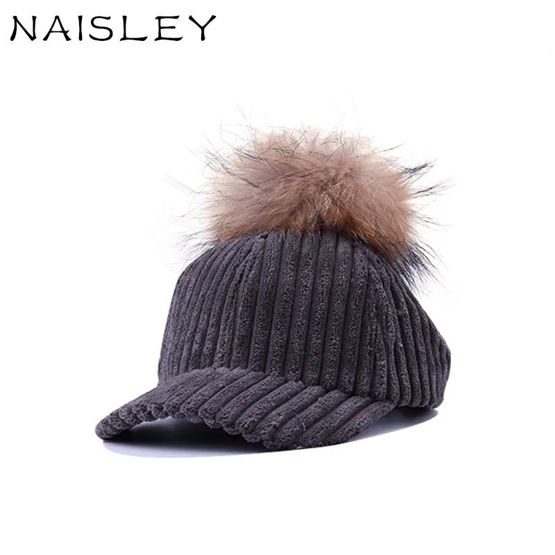 Naisley новые женские Модные шляпа Бейсбол женский Кепки реального норки англичане