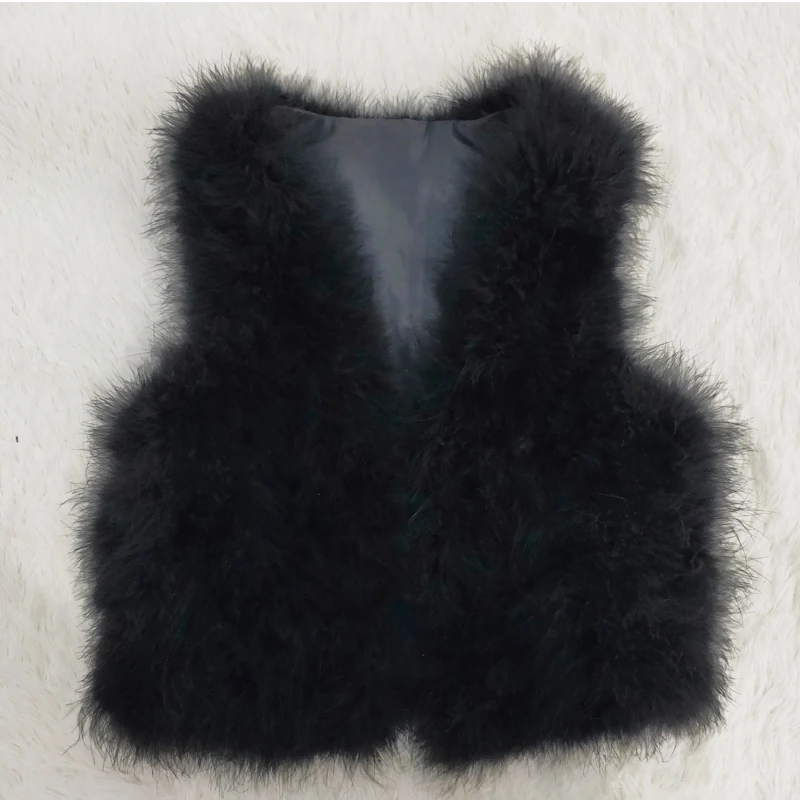 Real natural ostrich wool vest, 100% turkey hair, color customizable real fur coat encryption fur vest