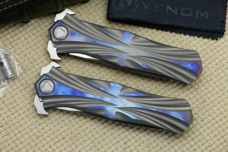 Складной нож VENOM T Kevin John M390 титановая ручка Флиппер шарикоподшипник уличный