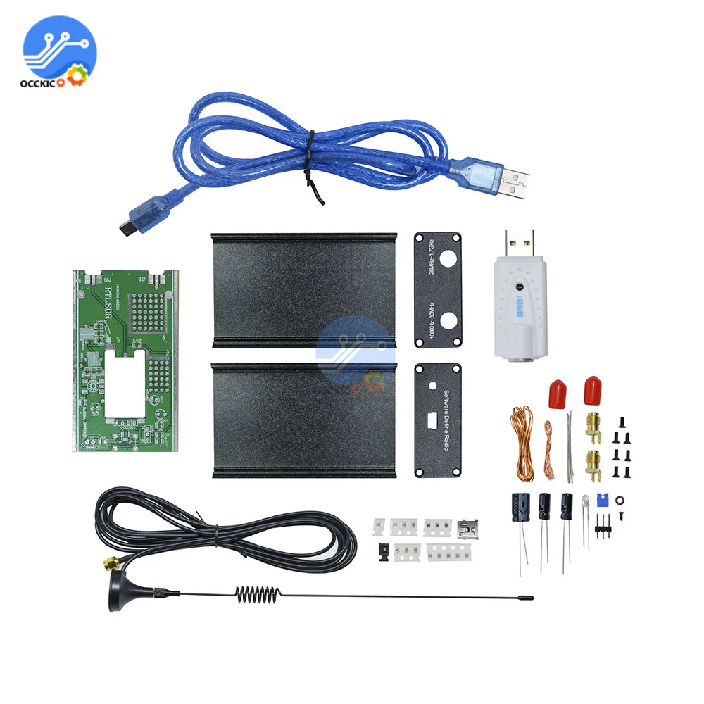 RTL SDR Настройщик USB приемник 100 кГц-1,7 ГГц УФ HF RTL2832U+ R820T CW fm VHF UHF AM DSB USB программный ключ тюнера с антенной DIY Kit