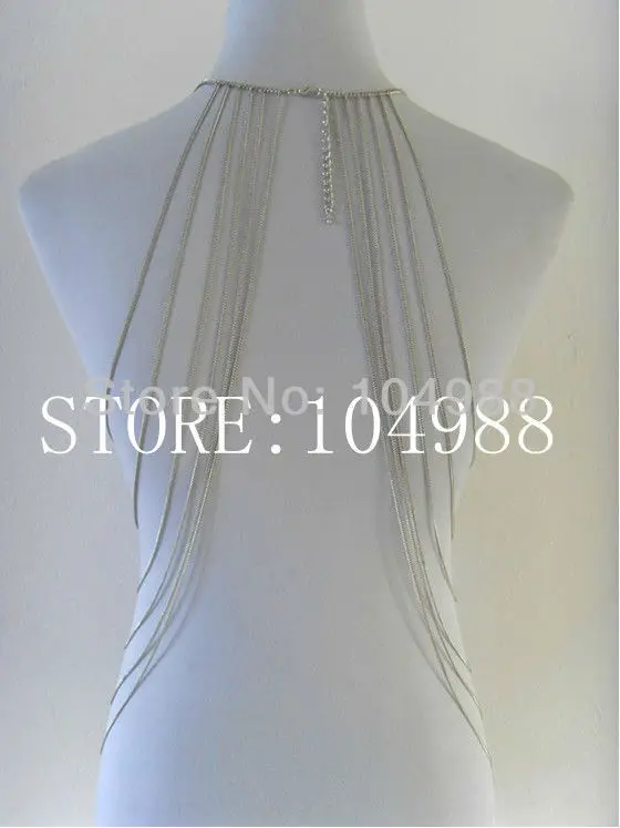 2013 Hot Sale Europe&amp USA Fashion Gold/Silver metal full Chains jewelry multilayer Tassel chain long necklace Free Shipping | Украшения