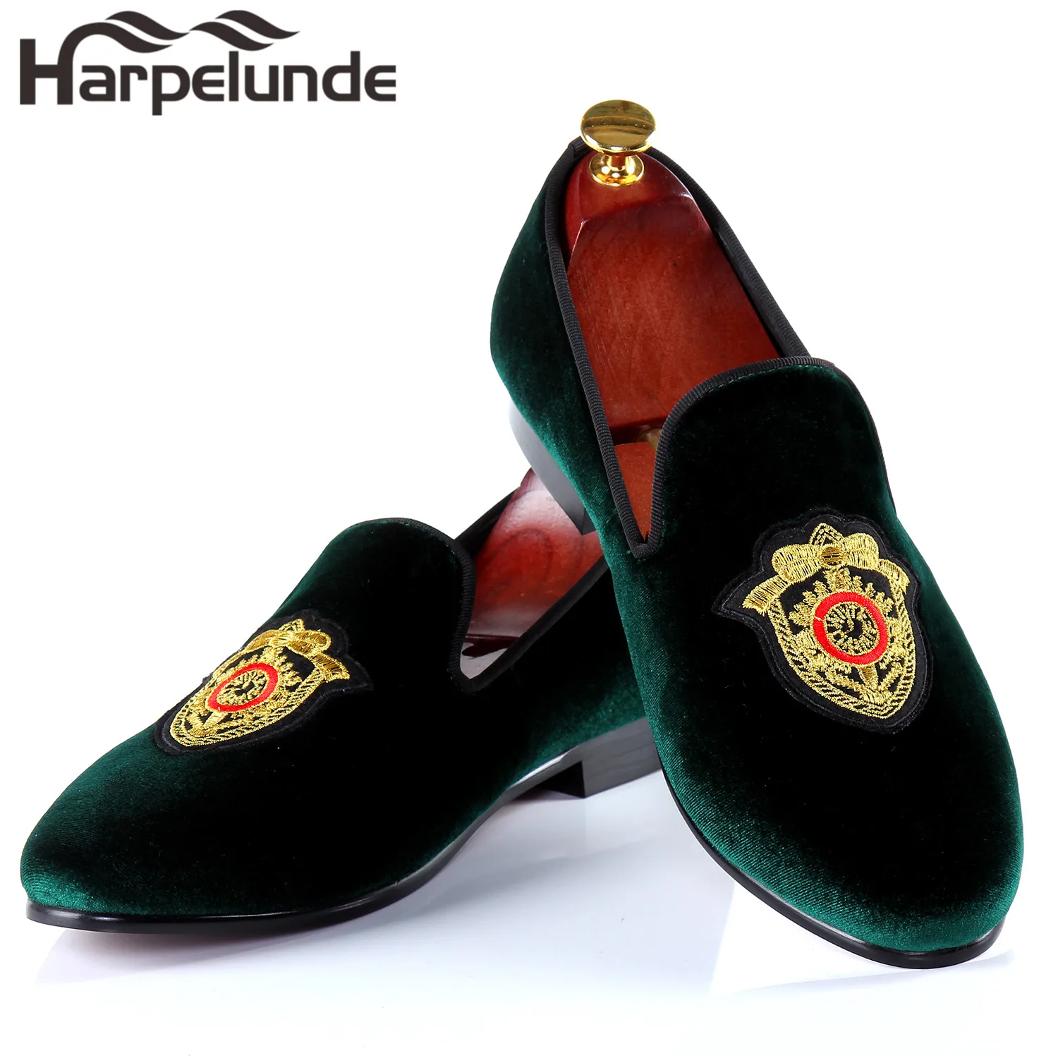 Harpelunde/Мужские модельные свадебные туфли; черные бархатные Лоферы ручной работы на плоской подошве; Размеры 6-14