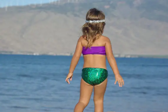 Ребенок Одежда для детей малышей девочек Русалка купальники Топы с бантом штаны