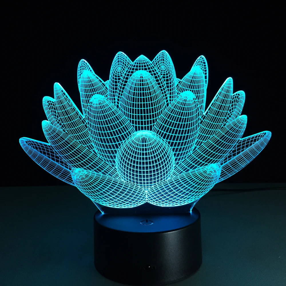 7 цветов Изменение сенсорный лотоса 3D цветной ночной Светильник странный