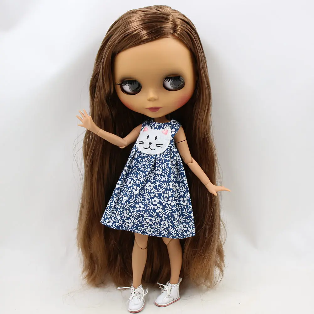 Ледяной DBS Blyth кукольные нет. BL9158 каштановые волосы черная матовая искусственная