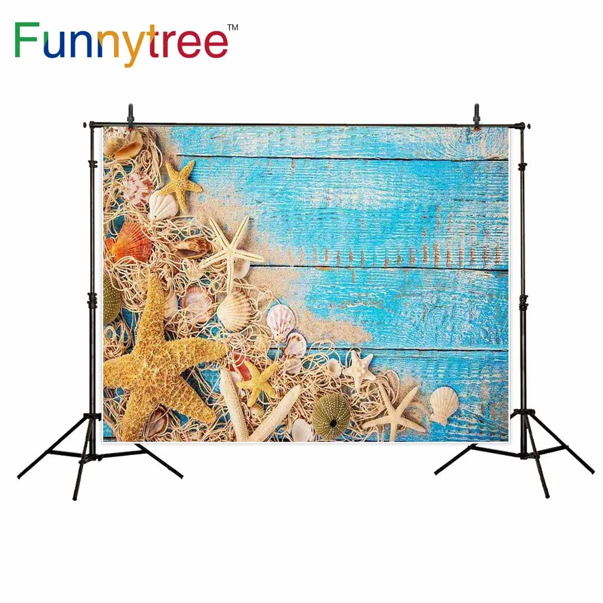 Фон Funnytree для студийной фотосъемки с изображением морской звезды ракушки дерева