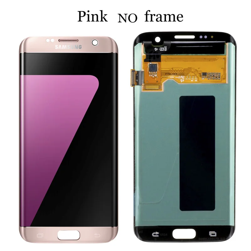 5,5 ''экран для SAMSUNG Galaxy S7 edge ЖК-дисплей G935F SM-G935FD сенсорный дигитайзер сборка запасные части - Цвет: Pink No Frame