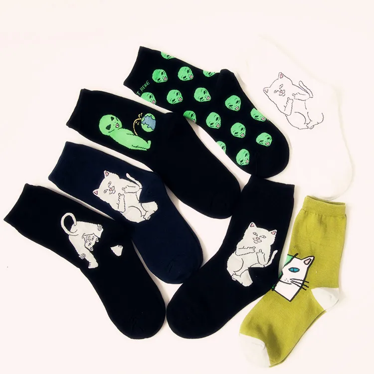 Женские хлопковые носки с милым котом Alien брендовые новый дизайн 2019|designer socks|socks