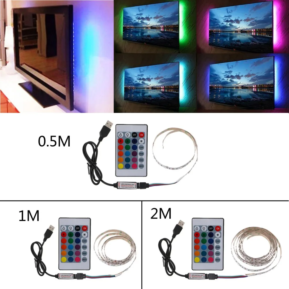 DC 5В USB 30 светодиодный/m 5050 RGB не водонепроницаемая гибкая светодиодная лента