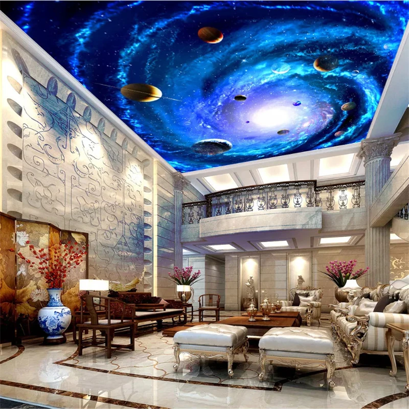 

Beibehang 3d wallpaper papel de parede Custom photo wallpaper mural starry galaxy planet Earth KTV bar cafe zenith mural behang