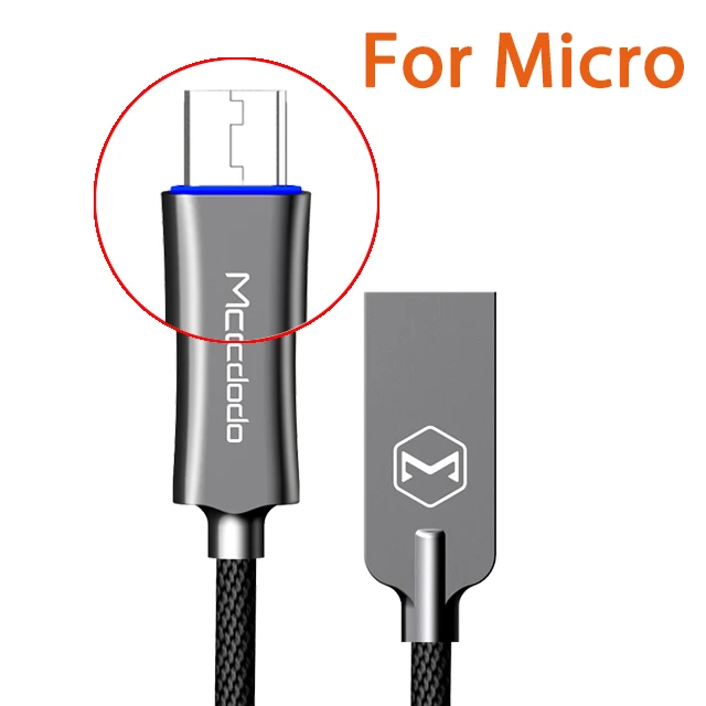 Micro Gray Mcdodo USB кабель для lightning iPhone XS Max XR 8 7 Micro usb type C кабель для передачи данных Быстрая зарядка для samsung huawei автоматическое отключение - Цвет: Micro Gray