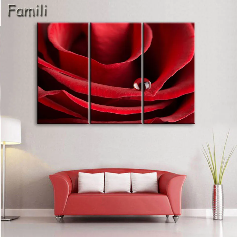 3pcs Rose Flower Painting Modern Canvas Print Home Decor Wall Art Picture For Living Room Modular picture (Unframed) | Дом и сад