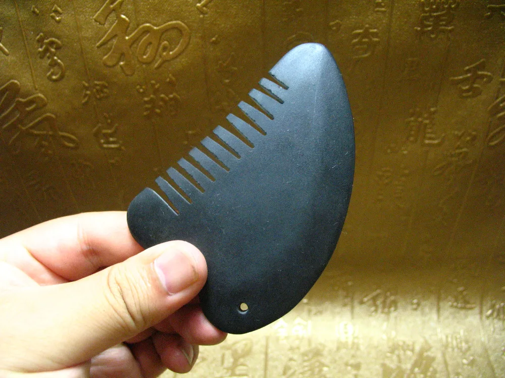 

China black Bian Stone GuaSha Massage Scrape Therapy Health Cure Tool #004