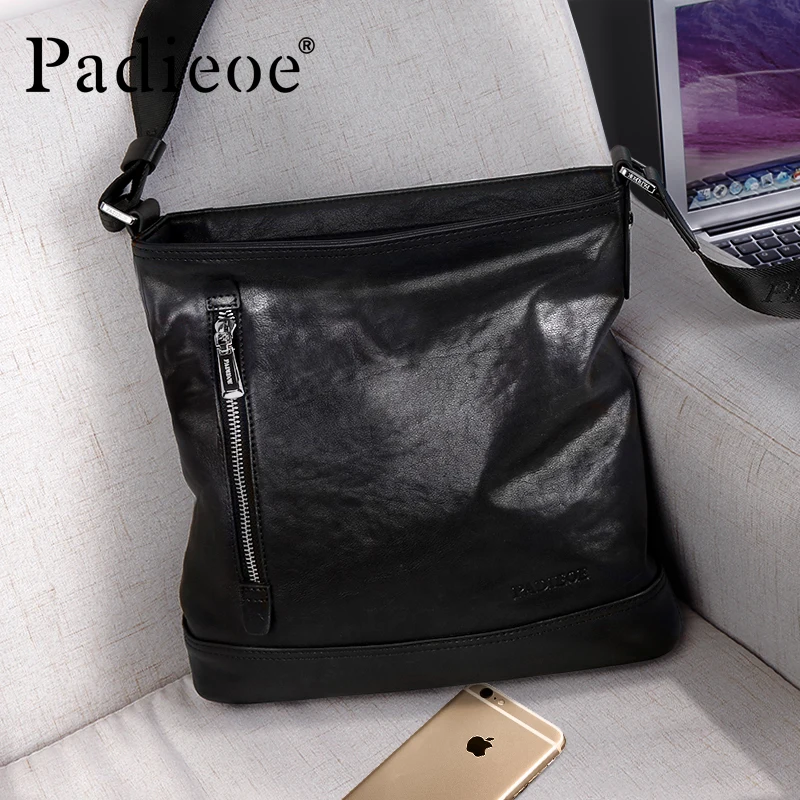 Мужская сумка мессенджер Padieoe из натуральной кожи на ремне|genuine leather men bag|brands man