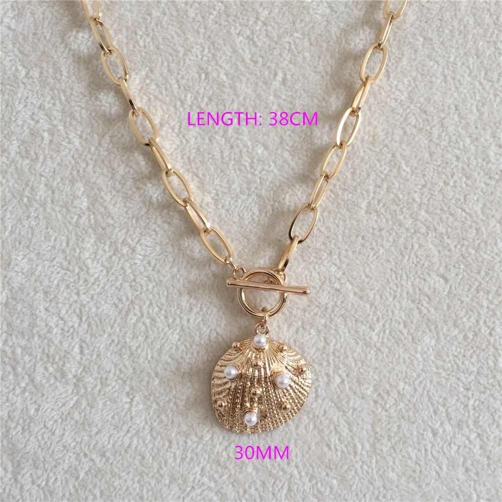 

PEARL WITH SHELL PENDANT NECKLACE GOLD COLOR PLATING