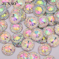 junao 12 14 20 30 mm glitter ab rivoli rhinestones flat back gems resin strass crystal applique round stones for crafts supplies