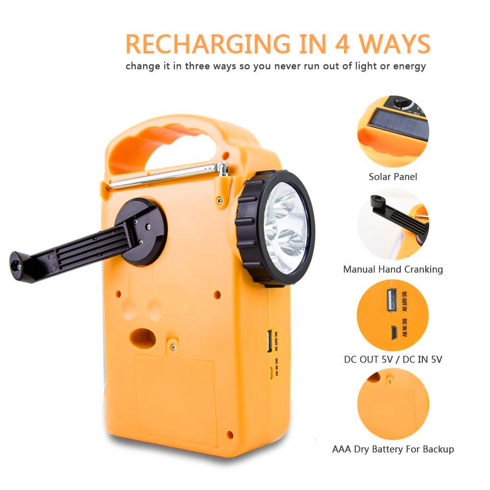 Экстренное портативное зарядное устройство FM-радио Ручной Динамо-радио на