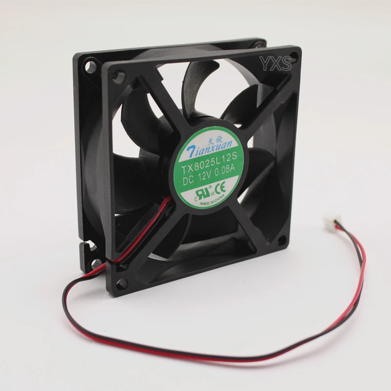 TX8025L12S DC 12V 0.08A 8025 8 см 80*80*25 мм Ультра тихий вентилятор охлаждения 2 провода |