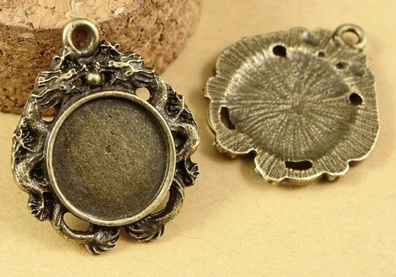 

60pcs/lot) 26mm Fit 16mm Cameo Settings Alloy/Metal Antique Bronze Blank Cameo Pendant DIY Jewelry Accessory Findings