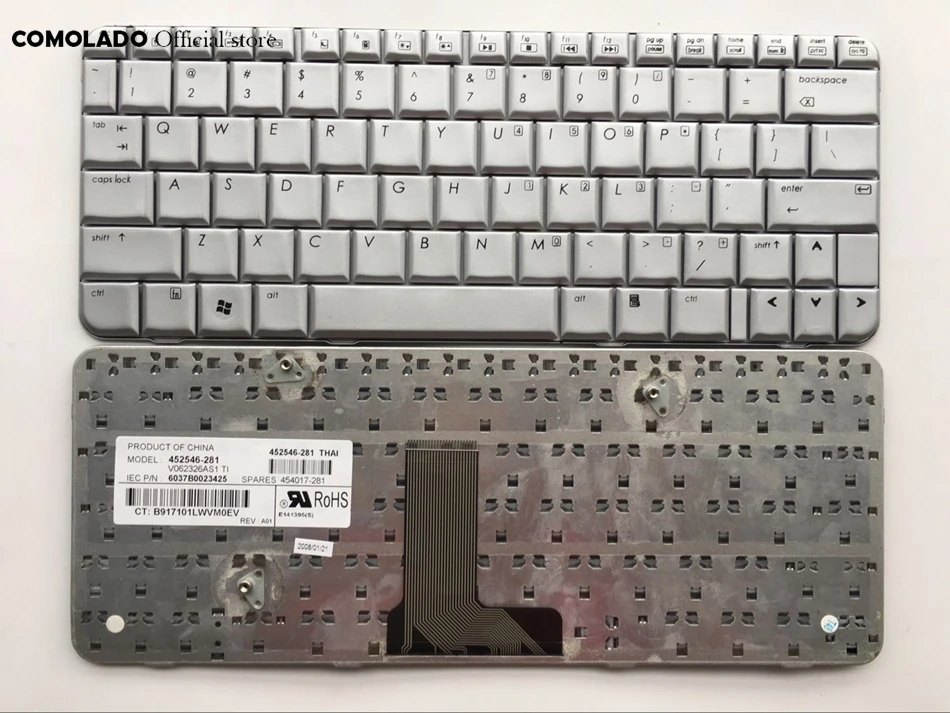 Английская клавиатура для ноутбука HP TX1000 TX2000 TX2100 TX2500 TX2010 TX2017 TX2005 Серебряная US Layout