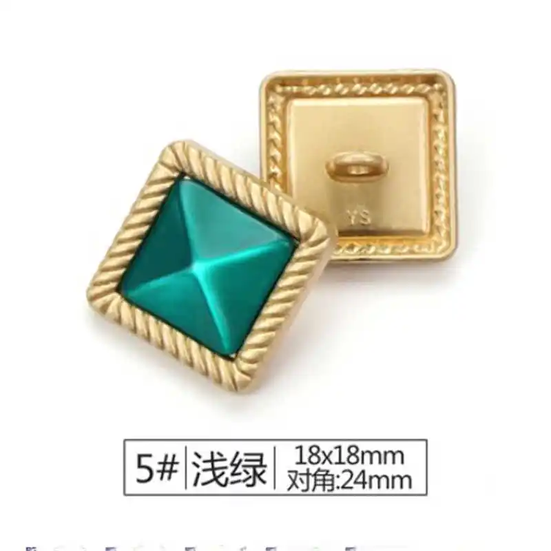 green 18x18mm 5 шт., 18-25 мм, металлические пуговицы для пальто, кардиган, вязаные свитера, Ручное шитье, брендовые аксессуары для одежды, материал «сделай сам» - Цвет: green 18x18mm
