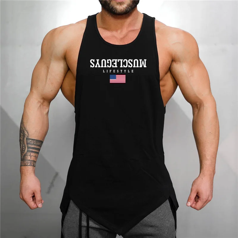 

Muscleguys Gyms Tank top Men Workout Bodybuilding Sleeveless Shirt Male Cotton Fitness Clothing Casual Singlet Vest Undershirt