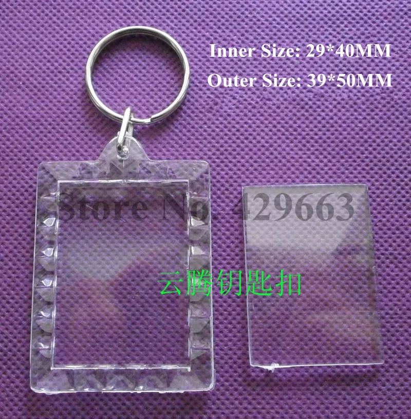 1000 шт. прямоугольные кружевные прозрачные кольца для ключей с фоторамкой |