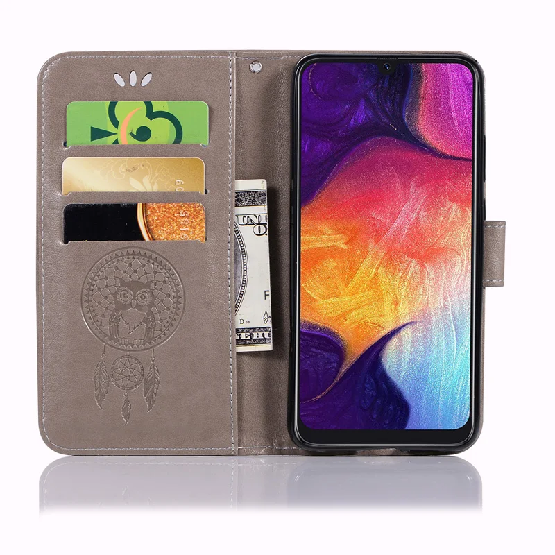 Чехол-кошелек из искусственной кожи с откидной крышкой для Funda Samsung A70 чехол A50