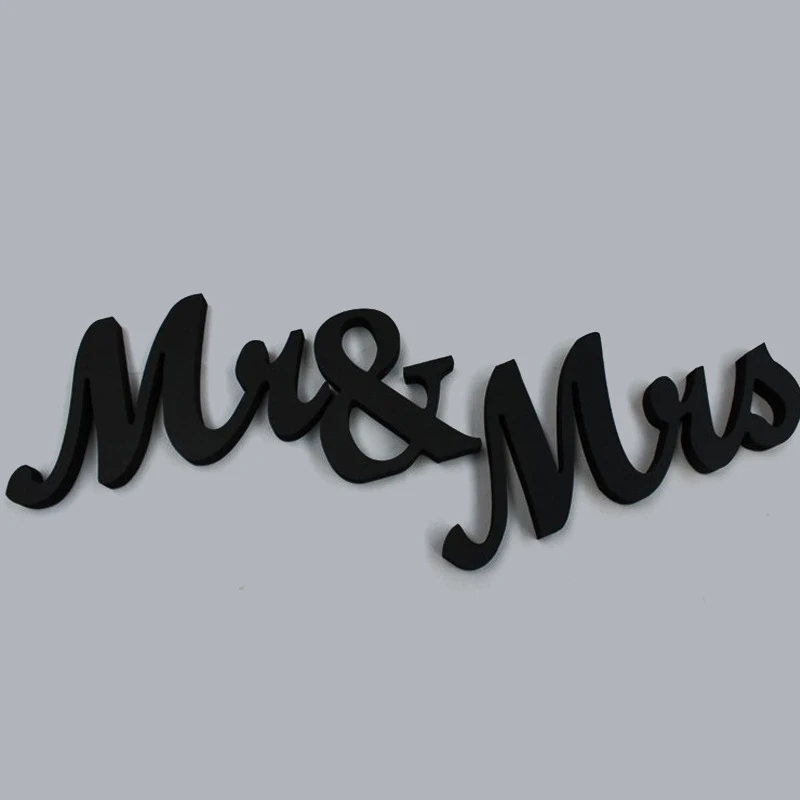 Деревянные Свадебные знаки MR& MRS для возлюбленной любви, Свадебные таблички с цифрами, буквенные украшения, свадебные аксессуары - Цвет: black