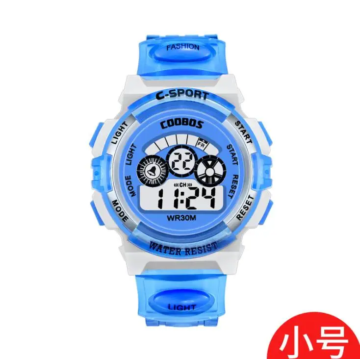 Small skyblue Новые водонепроницаемые детские часы для мальчиков и девочек, светодиодный цифровые спортивные часы, пластиковые детские часы с будильником, повседневные часы, выберите подарок для детей - Цвет: Small skyblue
