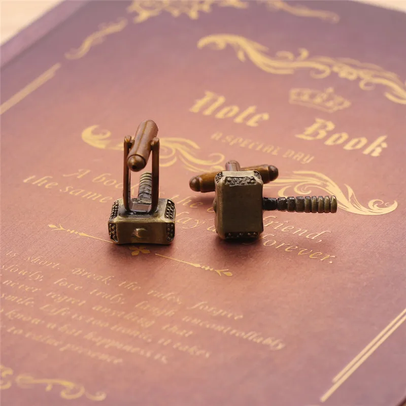 Металлические запонки Mar Thor Hammer,, Мстители, конечная съемка фильма, серия супергероев, запонки для мужчин, запонки для рубашки