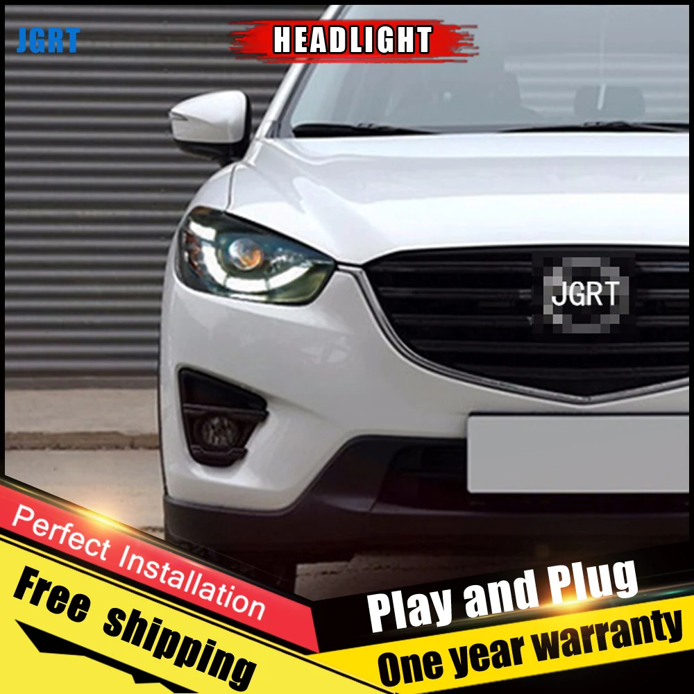 2 шт. автомобильный стиль светодиодный фары для Mazda CX-5 2013- для CX-5 Головной фонарь светодиодный DRL Объектив двойной луч H7 HID Xenon bi xenon объектив