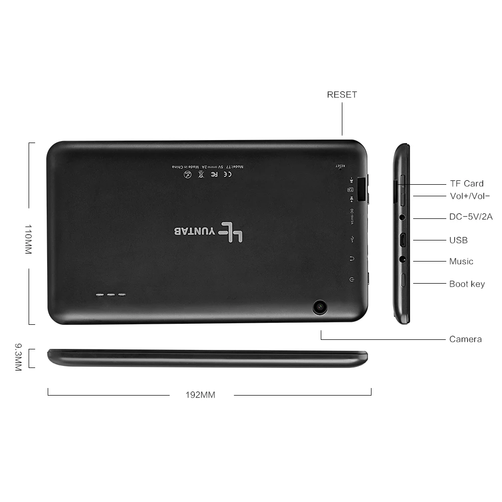 Yuntab T7 планшетный компьютер 7 дюймов Android 4 планшет с сенсорным экраном 1024x600 ядра 1 5
