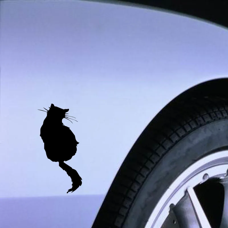 

YJZT 7.4CM*15.2CM Cartoon Cat Decor Car Sticker Funny Vinyl Decal Black Silver C10-02344