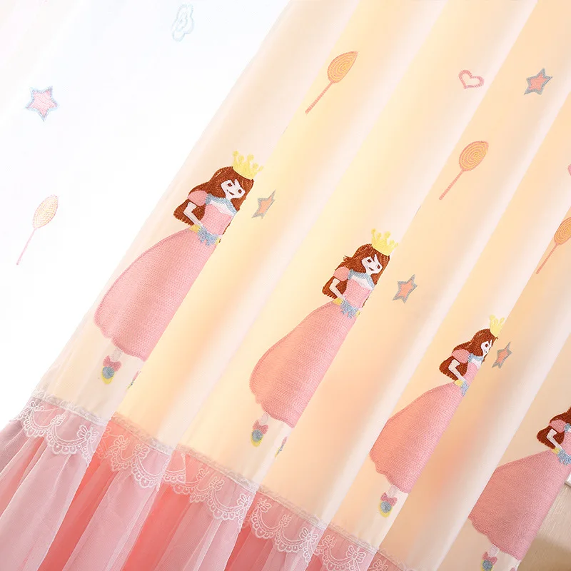 Cloth Curtain Прелестная, милая, дизайнерская, полузатеняющая Штора для маленькой принцессы, для маленьких девочек, для украшения спальни, сшитая Роскошная ткань, розовые шторы M103D3 - Цвет: Cloth Curtain