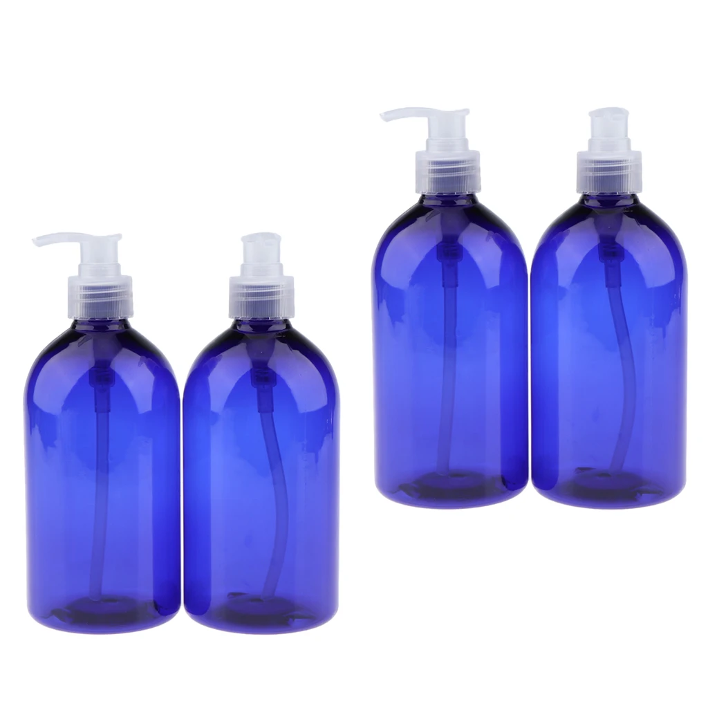 

Set of 4, BPA-free Plastic Chunky Lotion Bottles w/ Clear Screw Pump, 500mL Large Capacity Shampoo Soap Dispensers