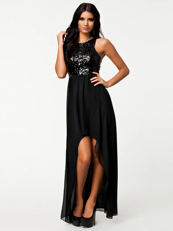 ML18003 Sleeveless Back Open Sexy Women Party Gowns Size M/L Free Shipping Black Sequined Dress Evening Long Dresses | Женская одежда