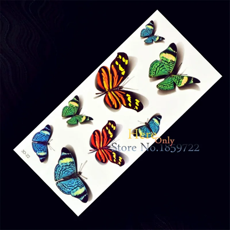 1 лист 3D детская Цветная Бабочка Временная тату-наклейка водостойкая краска на