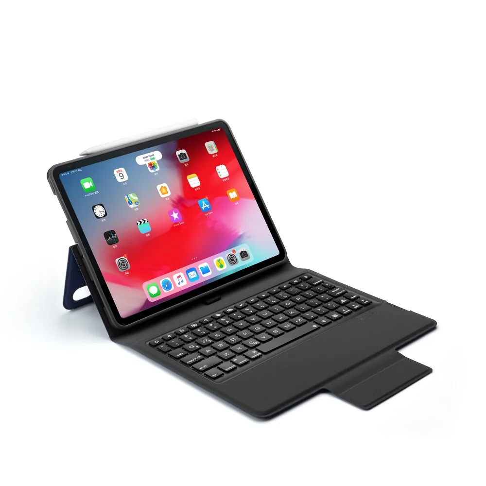 Беспроводной Bluetooth клавиатура кожаный чехол для iPad Pro 11 дюймов с красочными светодиодный Подсветка