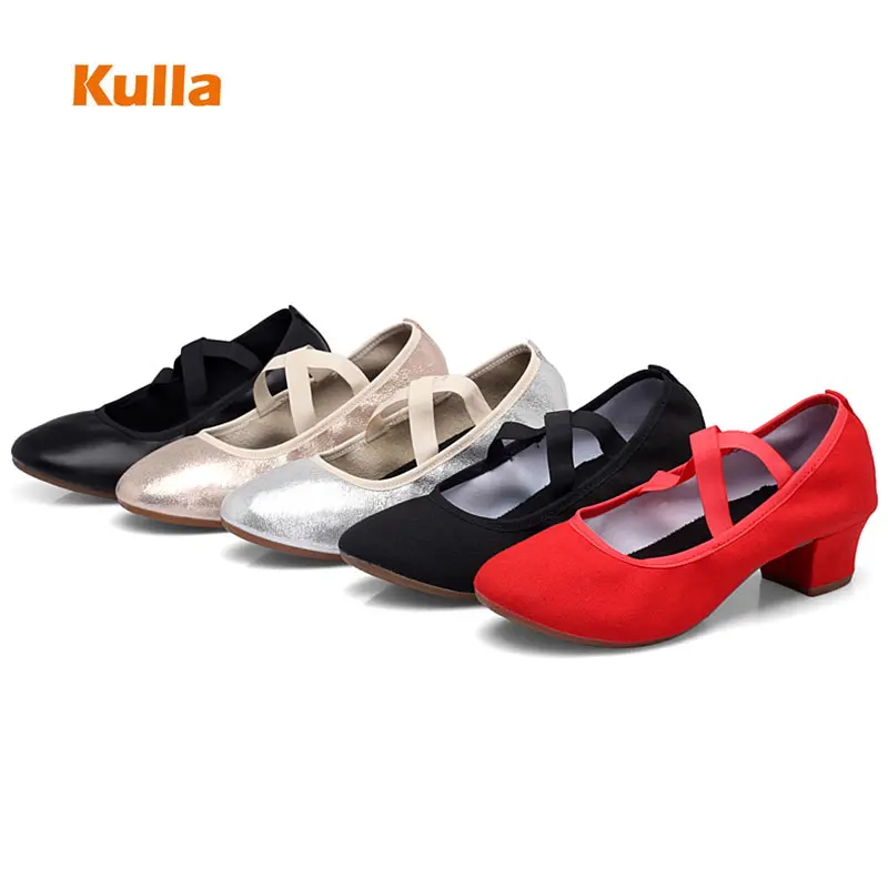 Women Salsa Dance Shoes Ladies Latin Jazz Dancing Shoes Canvas Soft Sole Heels Adult Ballroom Tango Casual Shoe Female Sneakers