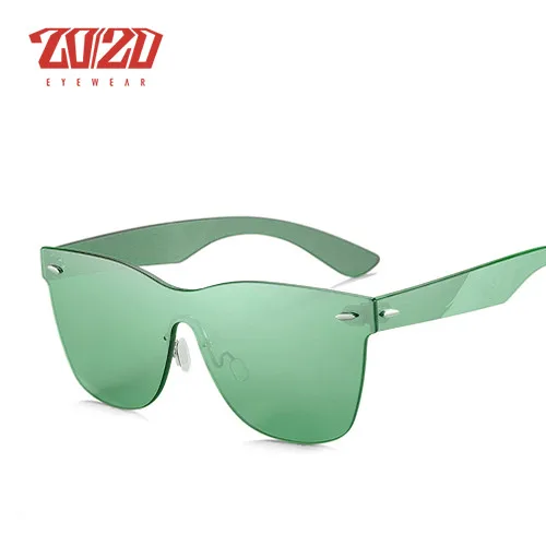 C04 light green 20/20 марка винтажном стиле солнцезащитные очки мужчины с плоским объективом без оправы квадратная рамка женщины солнцезащитные очки Frameculos Gafas PC1601 - Цвет линз: C04 light green