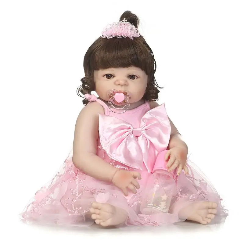 

56cm Full Body Silicone Bebe Reborn Baby Girl Dolls Toys for Girls Children Brinquedos Newborn Lifelike Bathe Doll