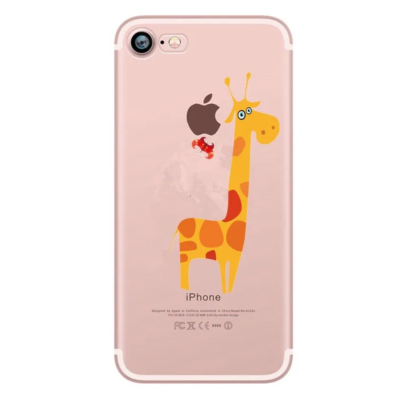 Lovely Giraffe Deer Clear Case For iphone 6 6s Plus Transparent Coque 7 8 5s 5 se X Fundas |