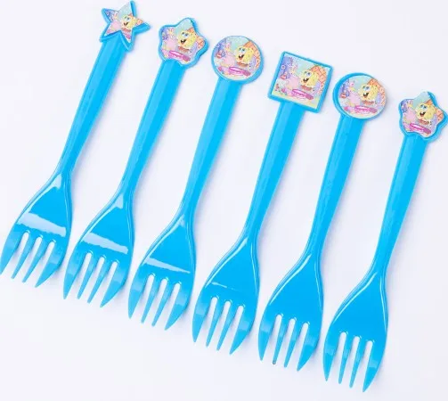 6pcs forks С днем рождения ребенка мальчик душ свадьба фестиваль вечерние украшения набор баннер салфетки стакан с соломинкой тарелка поставщик - Цвет: 6pcs forks