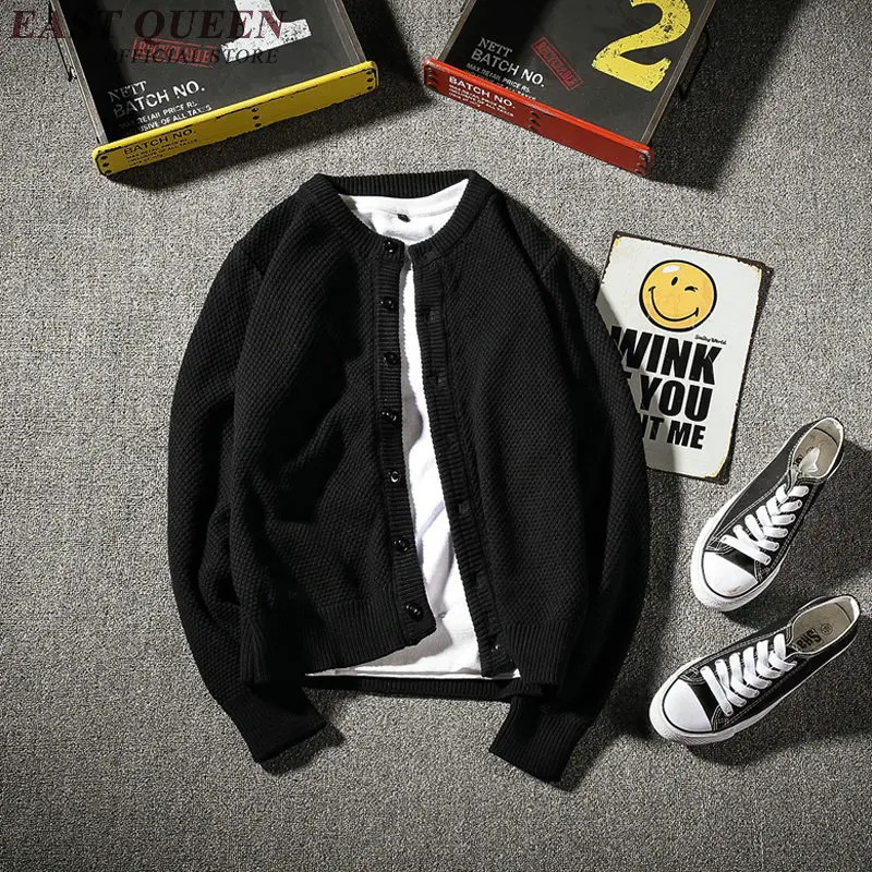 

Mens knitted jacket single breasted male jacket winter slim sweater jacket fashion cardigan casual outerwear KK1702 HQ