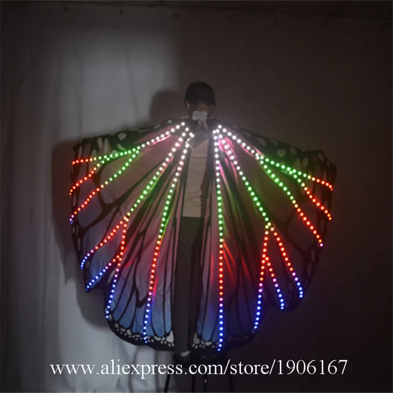 

RGB LED Luminous Halloween Wings Ballet Costume Led Illuminated Butterfly Belly Dance Cloak Lighting Performance Props Led Dress