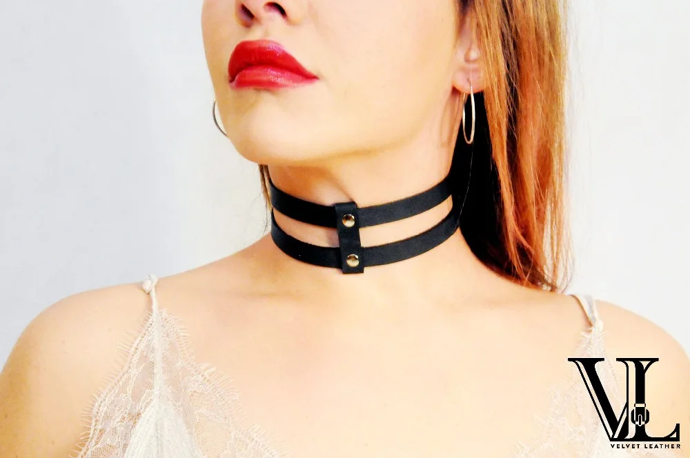 Модное сексуальное кожаное колье-чокер ручной работы в стиле Харадзюку ошейник с