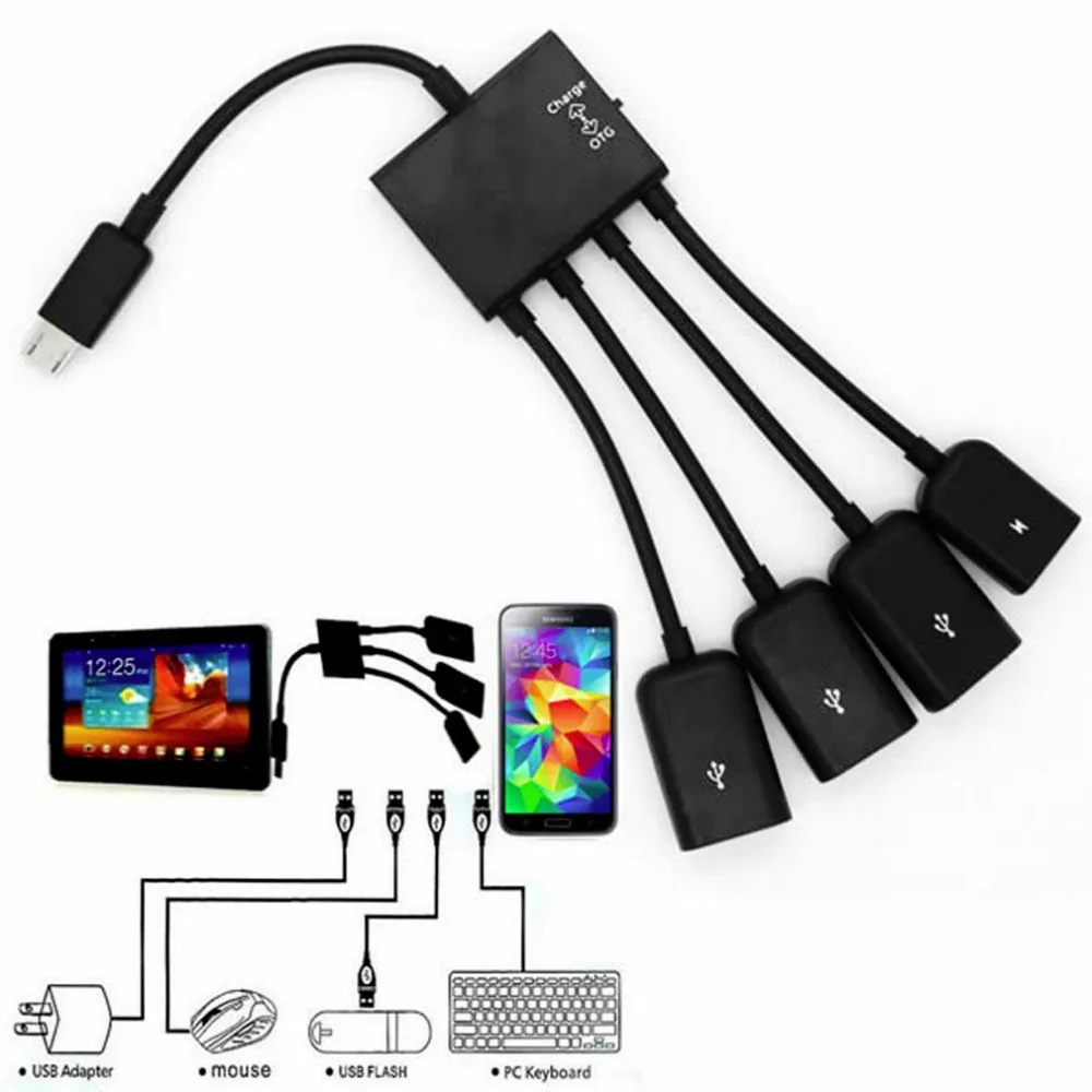 1x4 порта Micro USB кабель для зарядки OTG концентратор Android планшета смартфона | - Фото №1