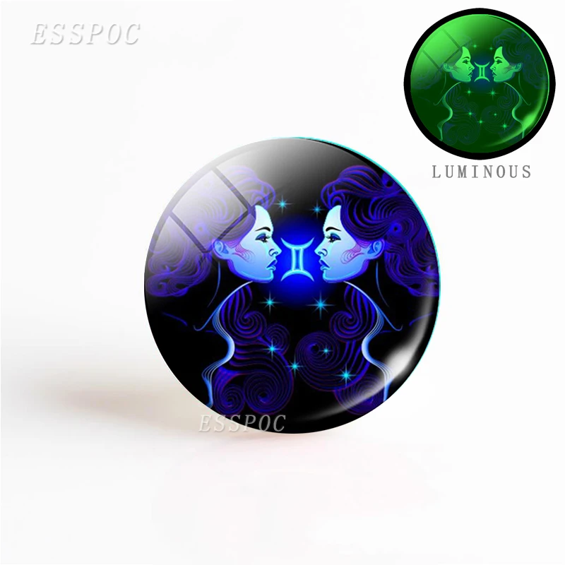 5PCS/SET Luminous Zodiac Sign 25mm Glass Cabochon Handmade 12 Constellation Jewelry Findings Glowing Diy Making Pendant | Украшения и