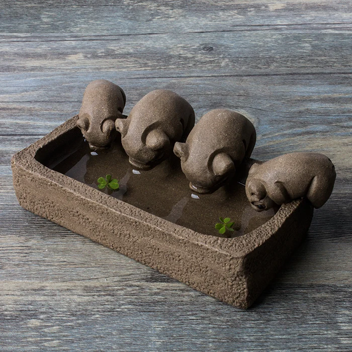 Бутик Исин чай домашний питомец фиолетовый песок керамика смешной 4 Свиньи милый